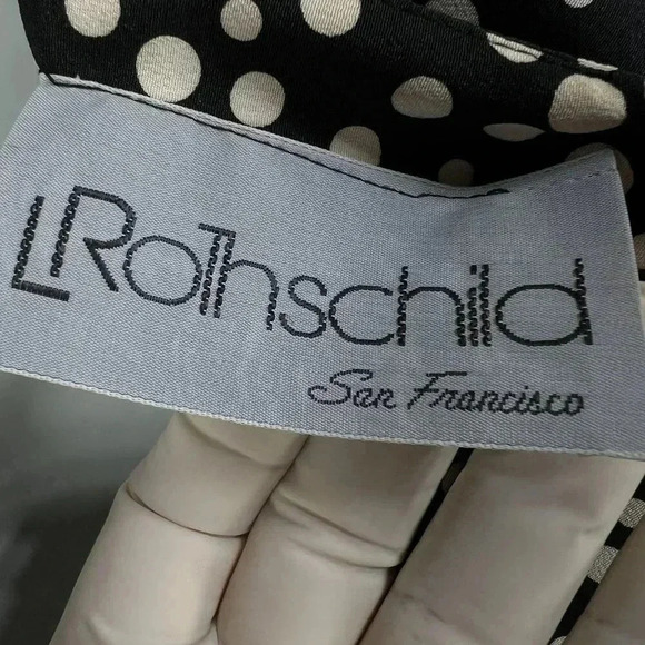 VTG L Rothschild San Francisco Womens L Blouson Dress Ruffle Hem Pearl Buttons - Picture 14 of 15